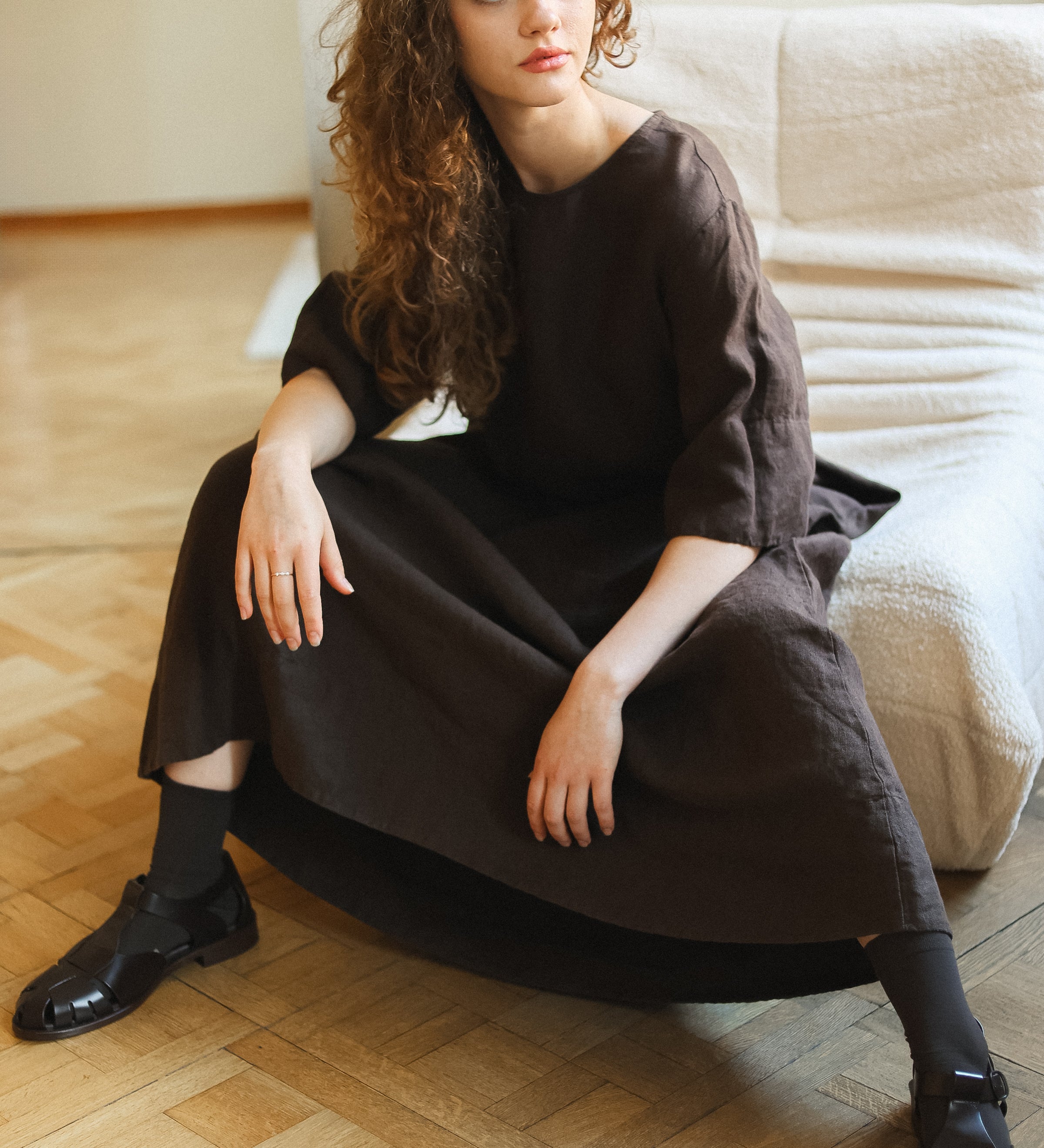CHANIL maxi dress espresso - MOO Linen Shop