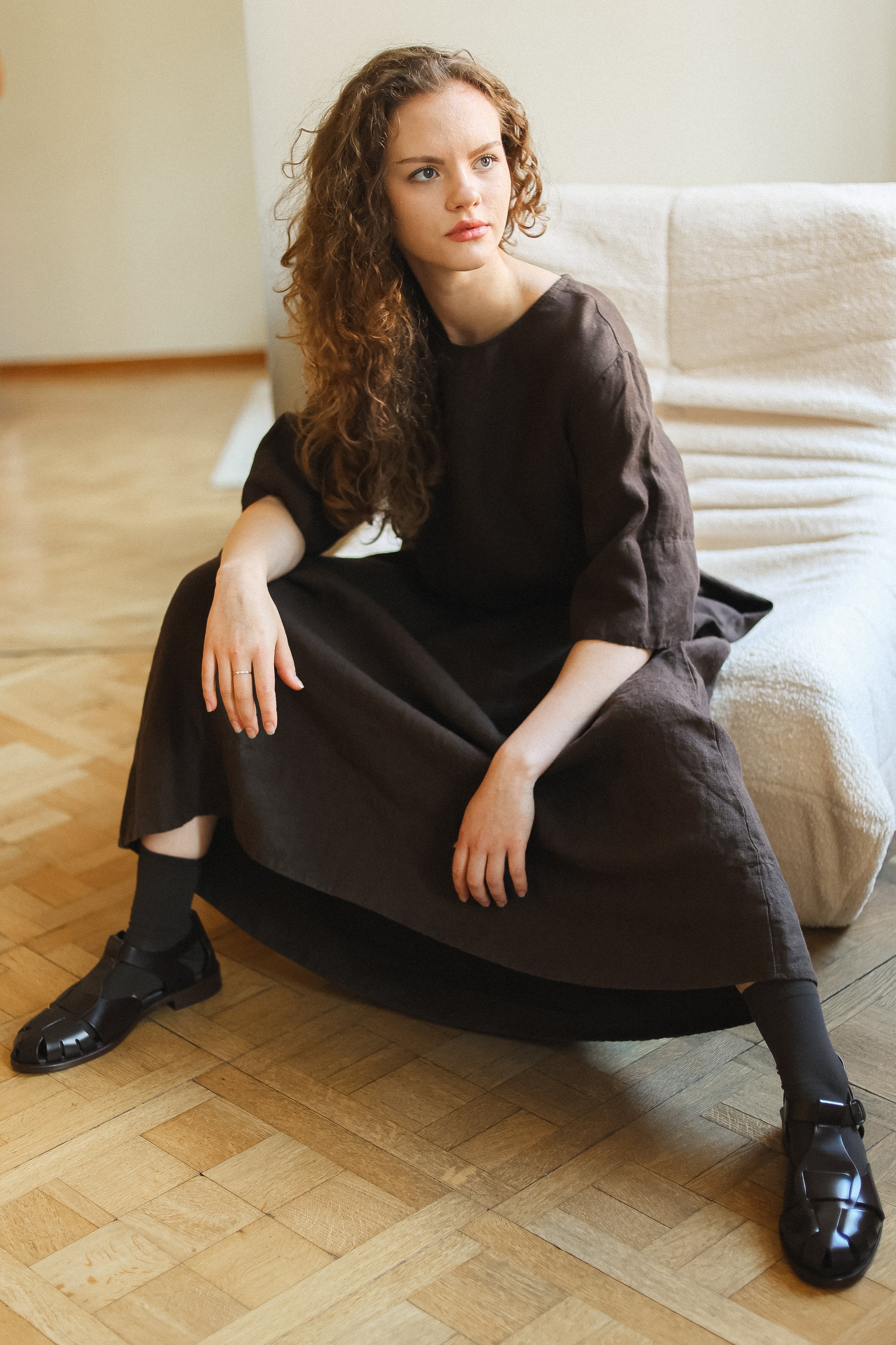 CHANIL maxi dress espresso - MOO Linen Shop