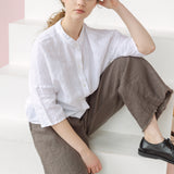 SANEL wide  heavy linen pants