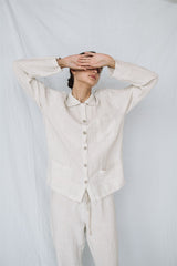 Linen Pajama set JANE in  white stripes