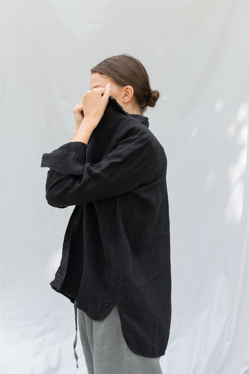 Classic black  linen shirt DI