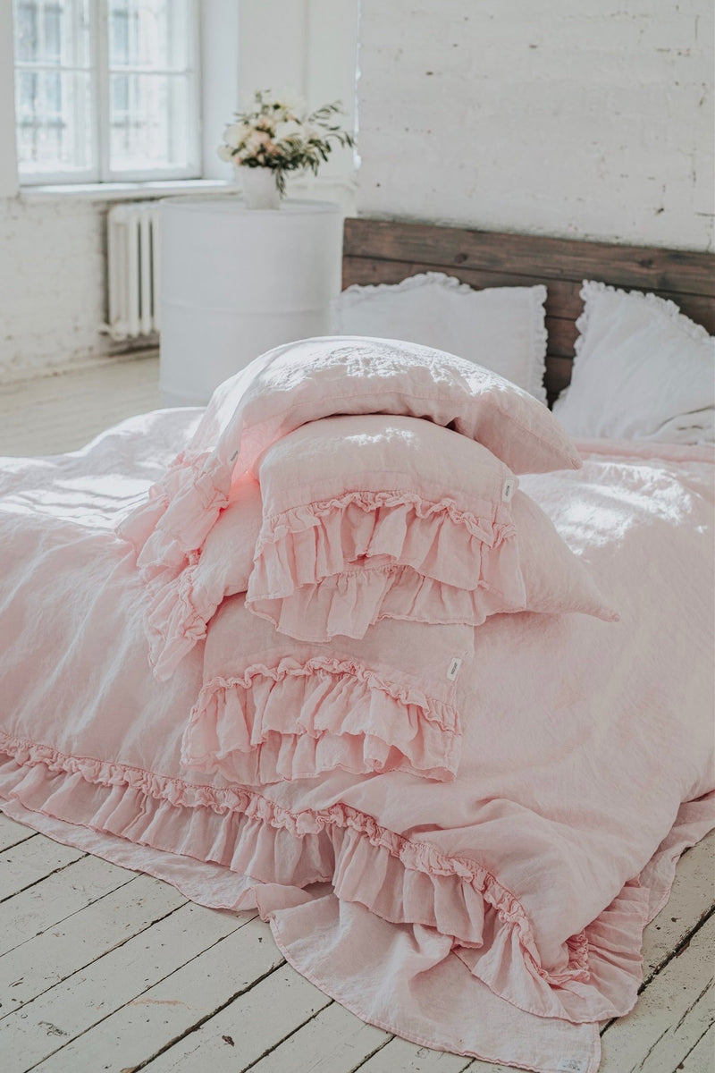 POWDER PINK  rustic style duvet cover set