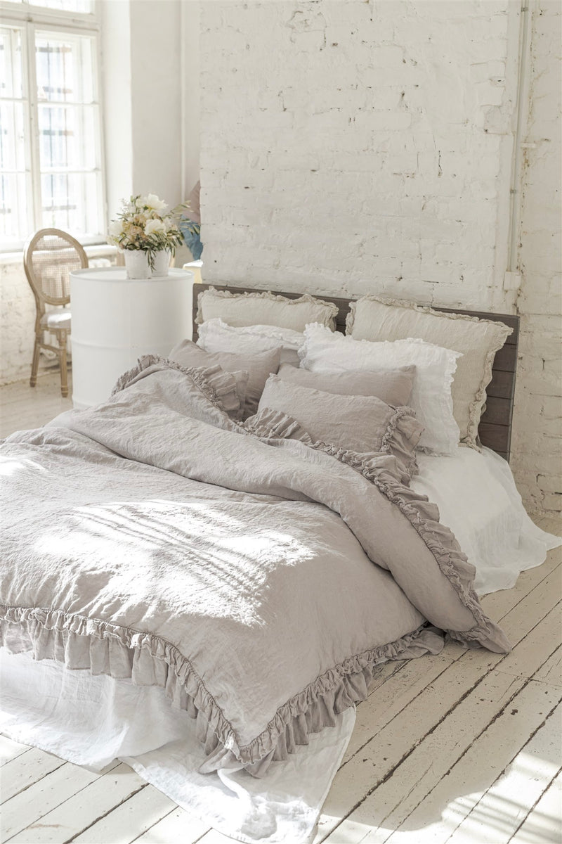 LIGHT TAUPE rustic style duvet cover set