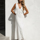 JILY  linen  maxi dress in heavy linen