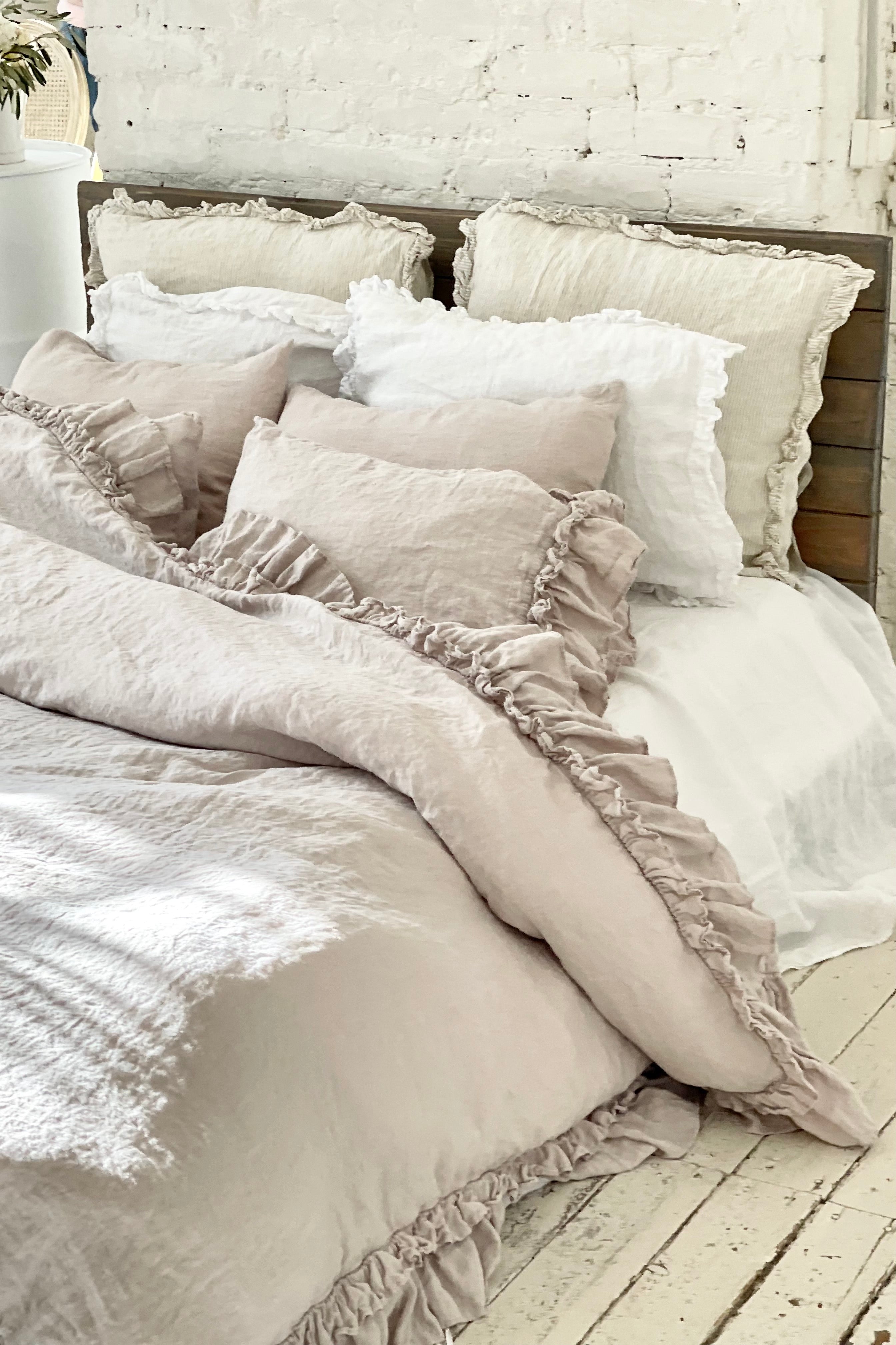 LIGHT TAUPE rustic style duvet cover set