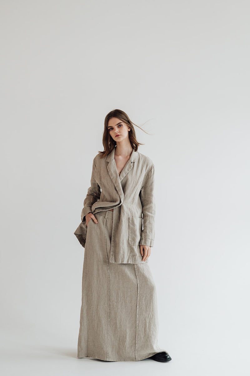 NATURAL  linen maxi skirt RAW limited edition