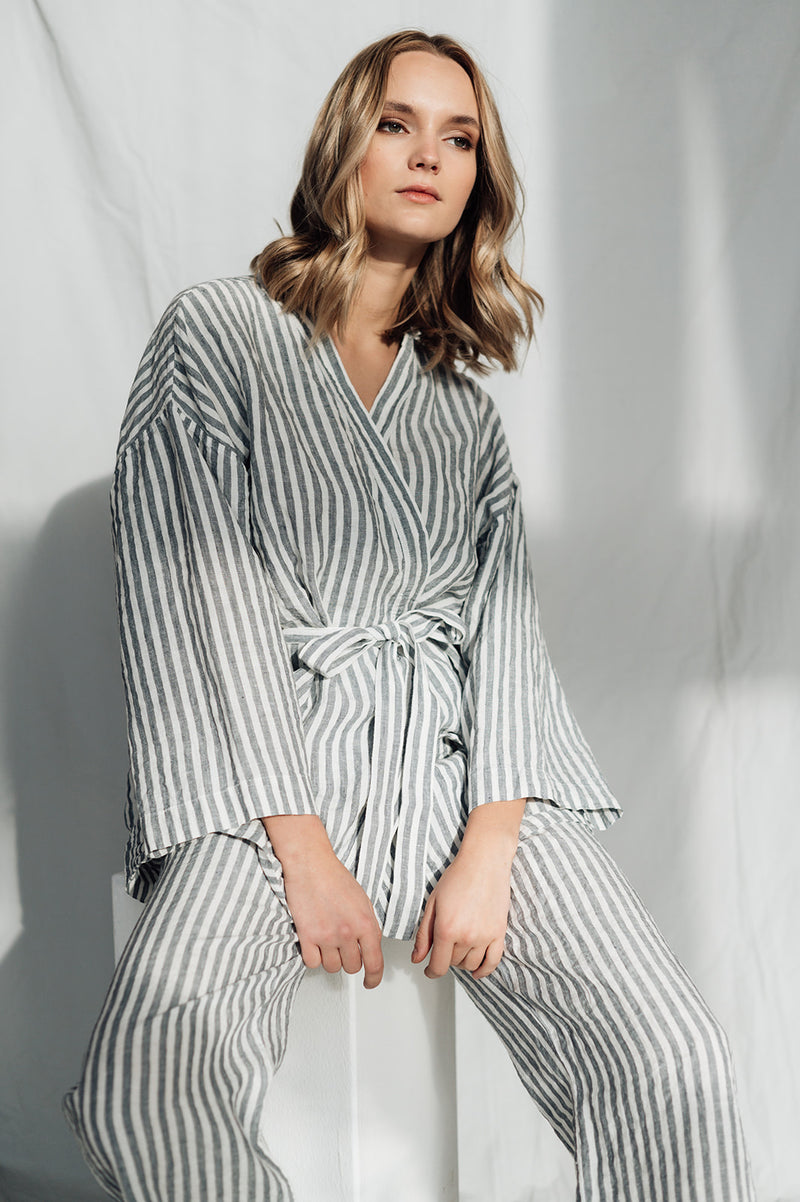 Dusty blue stripes set LISA PLUS