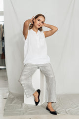 White  sleeveless polo  shirt  FREIDA