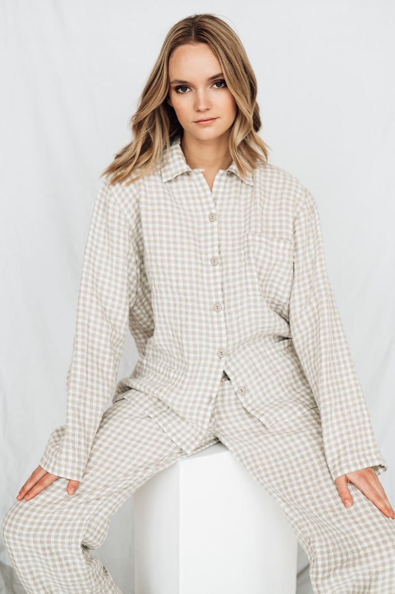 Linen Pajama set JANE in gingham