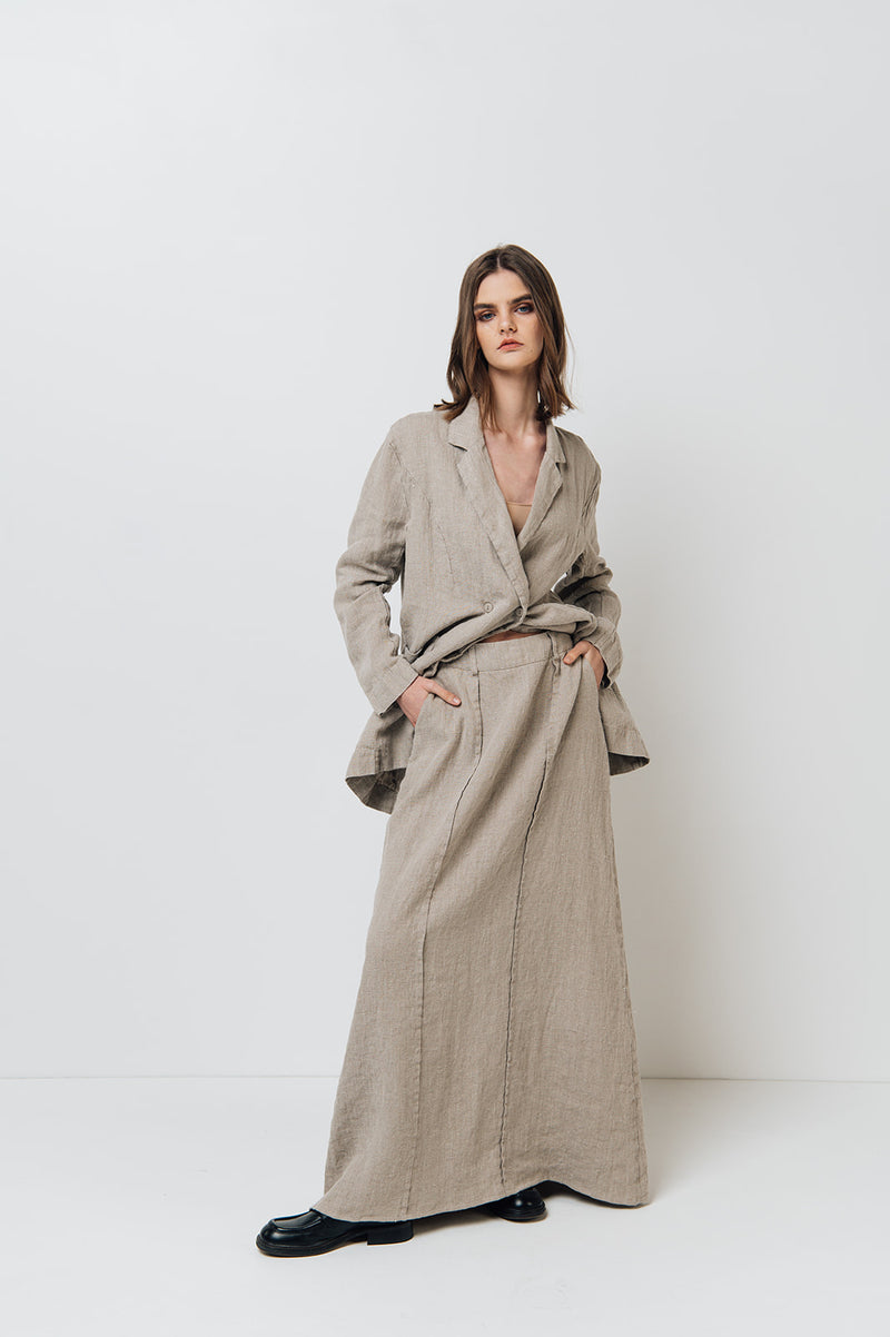 NATURAL  linen maxi skirt RAW limited edition