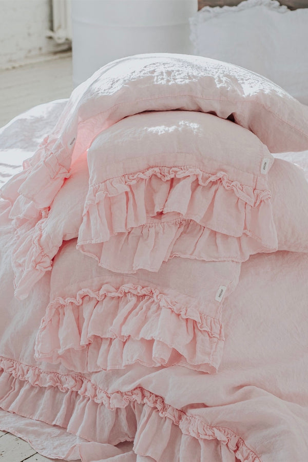 POWDER PINK  rustic style duvet cover set