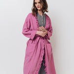 ADELE wrap dress robe white - MOO Linen Shop