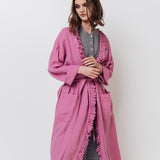 ADELE wrap dress robe white - MOO Linen Shop