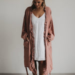ADELE wrap dress robe havanna - MOO Linen Shop