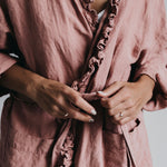 ADELE wrap dress robe havanna - MOO Linen Shop