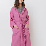 ADELE wrap dress robe white - MOO Linen Shop