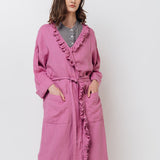 ADELE wrap dress robe white - MOO Linen Shop