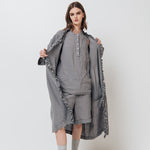 ADELE wrap dress robe white - MOO Linen Shop