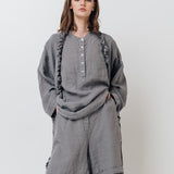 ADELE wrap dress robe white - MOO Linen Shop