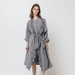 ADELE wrap dress robe white - MOO Linen Shop