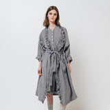 ADELE wrap dress robe white - MOO Linen Shop