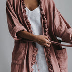 ADELE wrap dress robe havanna - MOO Linen Shop