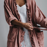 ADELE wrap dress robe havanna - MOO Linen Shop