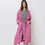 ADELE wrap dress robe white - MOO Linen Shop