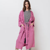 ADELE wrap dress robe white - MOO Linen Shop