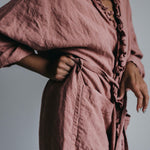 ADELE wrap dress robe havanna - MOO Linen Shop