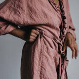ADELE wrap dress robe havanna - MOO Linen Shop