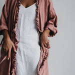 ADELE wrap dress robe havanna - MOO Linen Shop