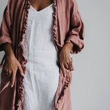 ADELE wrap dress robe havanna - MOO Linen Shop