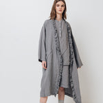 ADELE wrap dress robe white - MOO Linen Shop