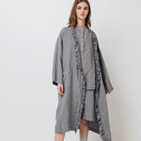 ADELE wrap dress robe white - MOO Linen Shop