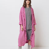 ADELE wrap dress robe white - MOO Linen Shop