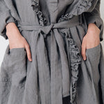 ADELE wrap dress robe white - MOO Linen Shop