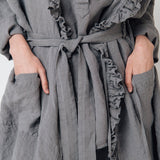 ADELE wrap dress robe white - MOO Linen Shop