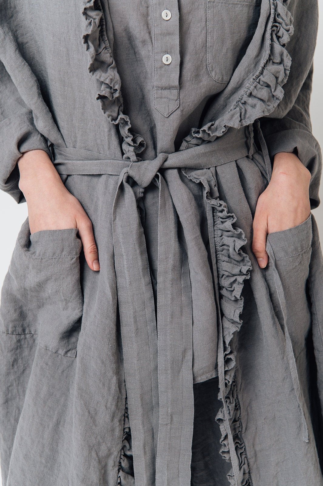 ADELE wrap dress robe white - MOO Linen Shop