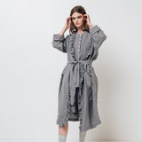 ADELE wrap dress robe white - MOO Linen Shop