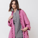 ADELE wrap dress robe white - MOO Linen Shop