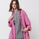 ADELE wrap dress robe white - MOO Linen Shop