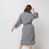 ADELE wrap dress robe white - MOO Linen Shop