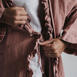 ADELE wrap dress robe havanna - MOO Linen Shop