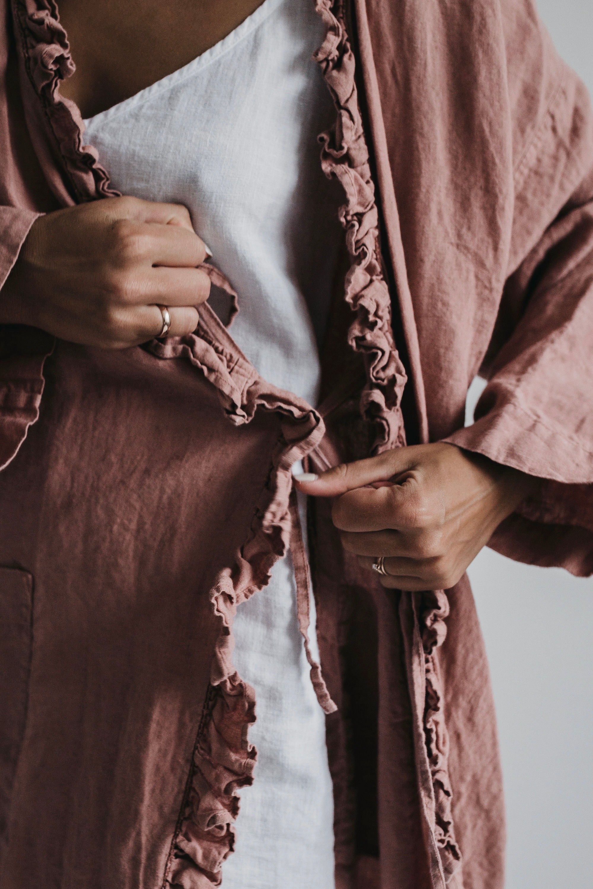 ADELE wrap dress robe havanna - MOO Linen Shop