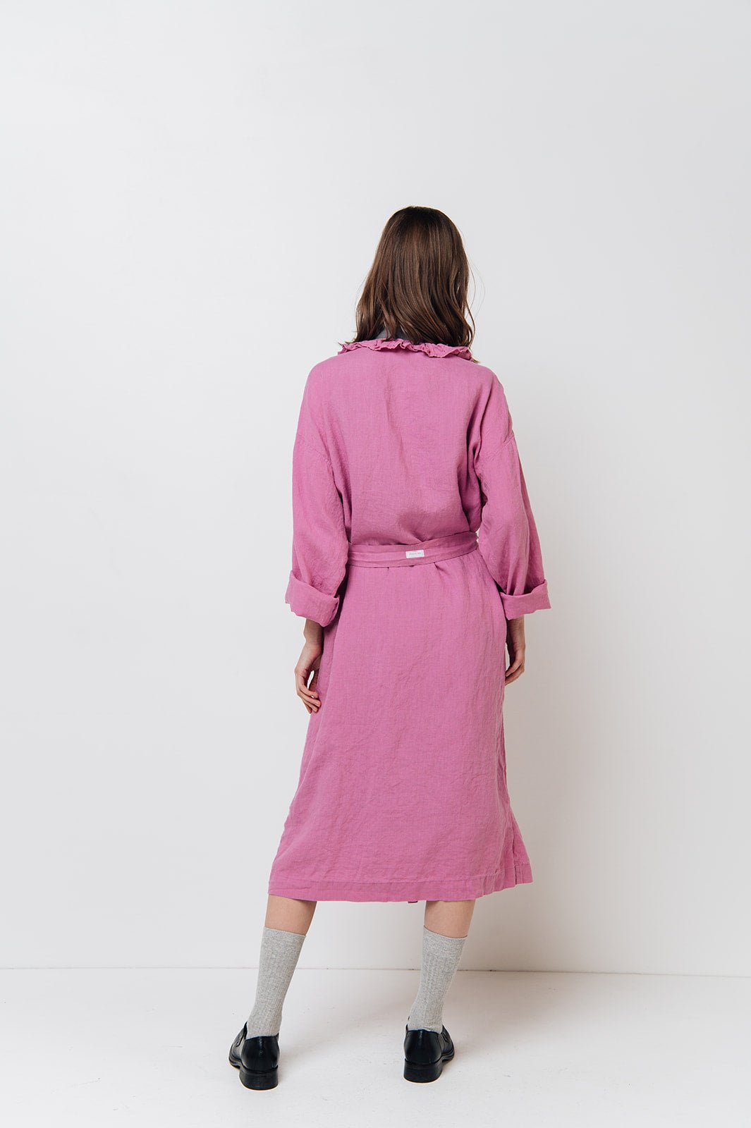 ADELE wrap dress robe white - MOO Linen Shop