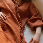 ADELE wrap dress robe AUTUMN colors beige - MOO Linen Shop