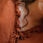 ADELE wrap dress robe AUTUMN colors beige - MOO Linen Shop