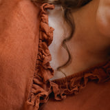 ADELE wrap dress robe AUTUMN colors beige - MOO Linen Shop