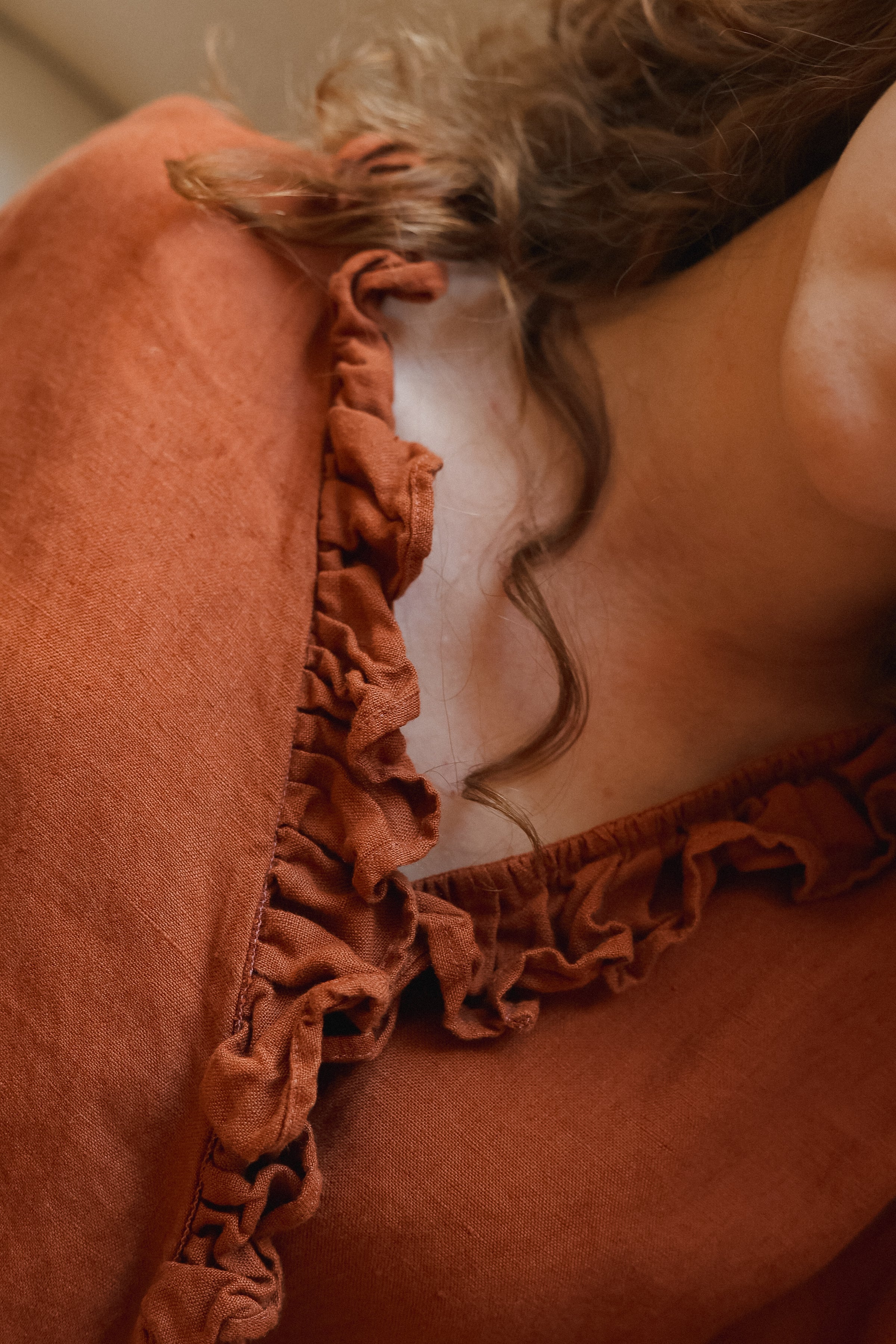 ADELE wrap dress robe AUTUMN colors beige - MOO Linen Shop